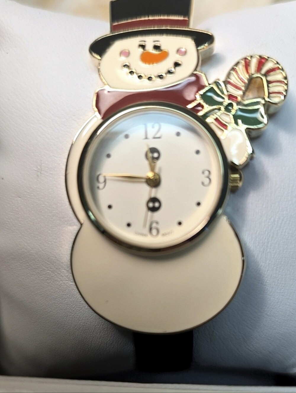Snowman Watch with Candy Cane Accent